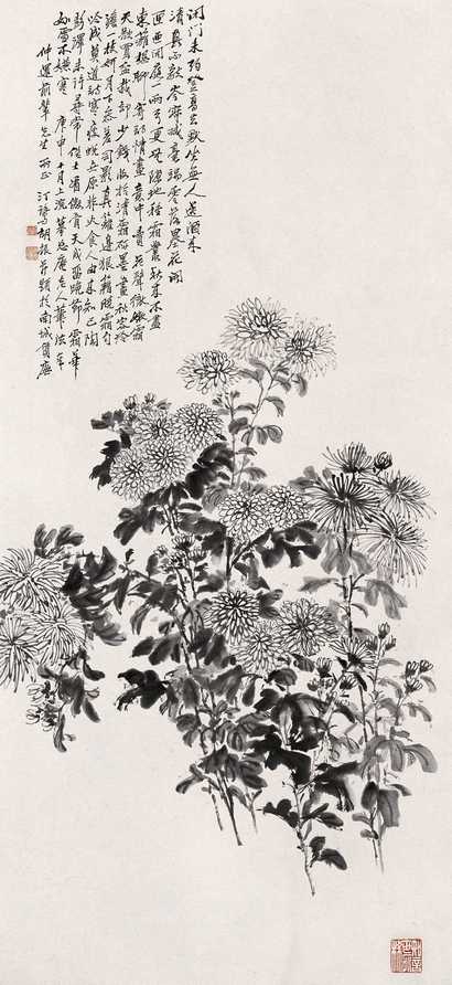 胡汀鹭 菊花 立轴